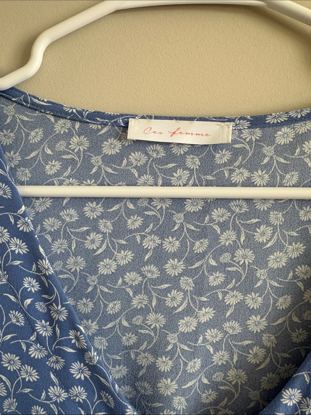 Ces Femme Blue Floral Button-Front Tiered Babydoll Dress - Picture 2 of 5